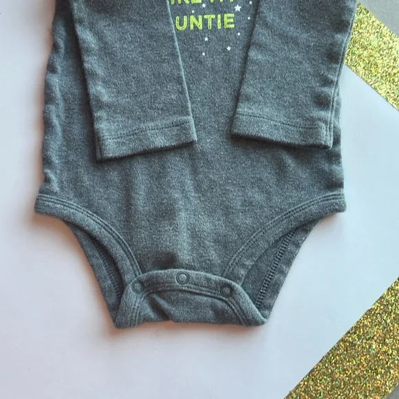 CARTER'S Gray Long Sleeve Baby Onesie 100% Cotton 12 Months - Picture 6 of 7